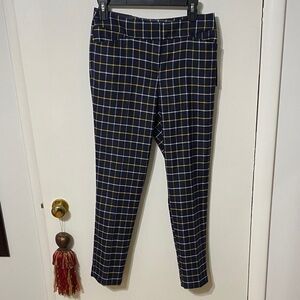 Tommy Hilfiger Navy and Yellow Checkered Skinny Pants